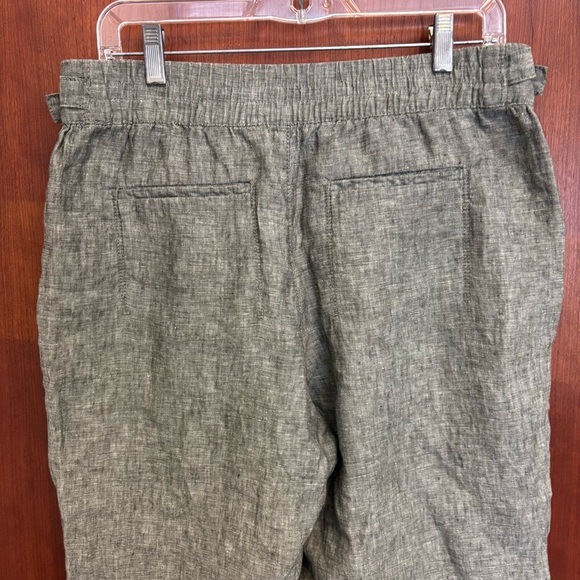 Athleta Voyager 100% Linen Olive Green Cropped Pants size 10 - Picture 7 of 13